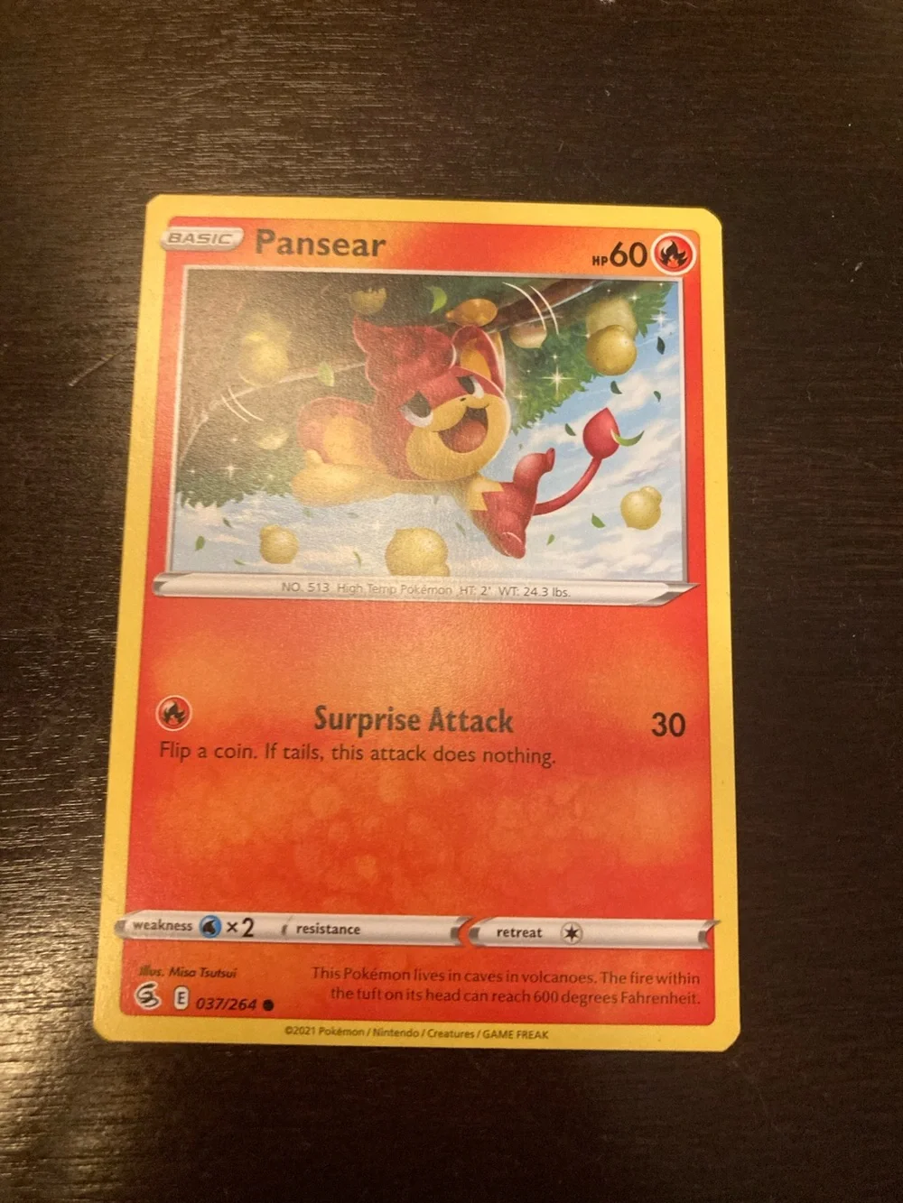 Pokemon Pansear Fire-Type Trading Card - Red & Yellow